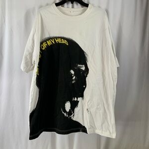 Unisex Get out of My Head Graphic Oversized Tee in White Size XL - NEW